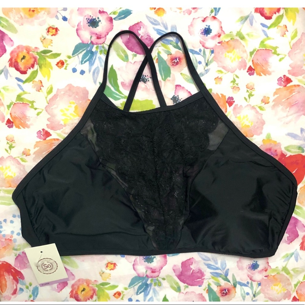 Black Lace Bikini Top